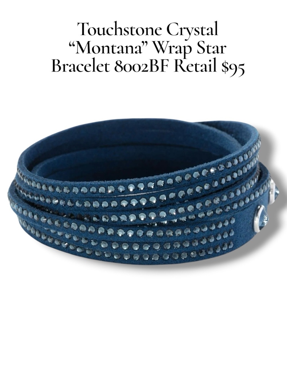 Touchstone Crystal Montana Blue Multi-Row Wrap Bracelet with Sparkling Stones